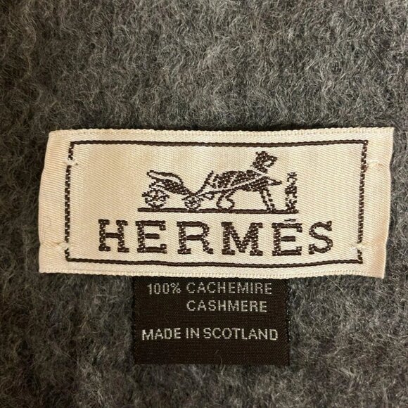 Auth HERMES - Dark Gray Cashmere Scarf - Picture 2 of 7